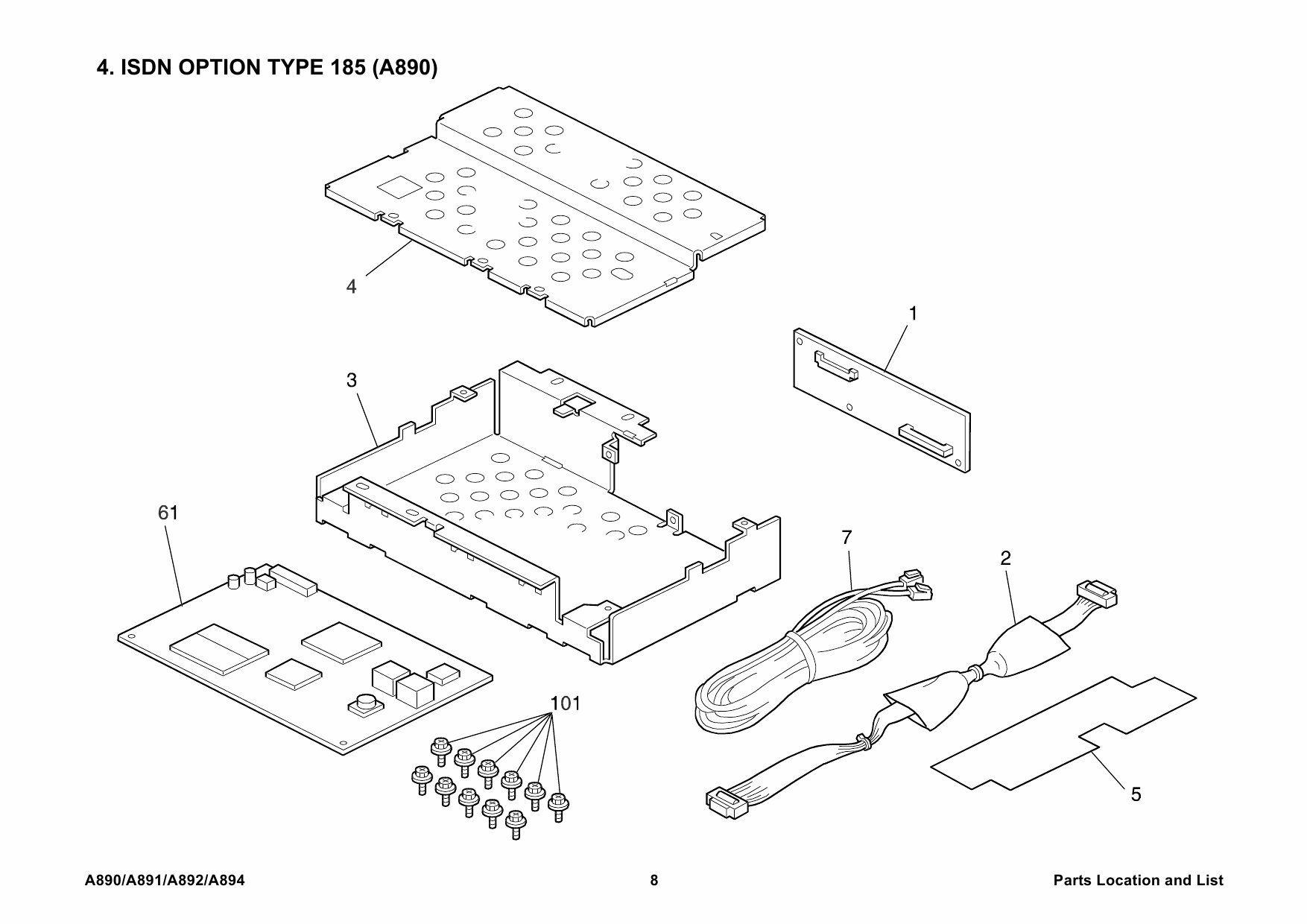 RICOH Options A891 Fax-option-type-185 Parts Catalog PDF download-5